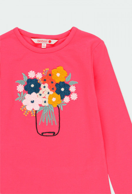 Floral Knit T-shirt - Magenta
