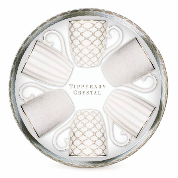 Hat Box Set of 6 Mugs - Grey Stripe, Net & Rainbow