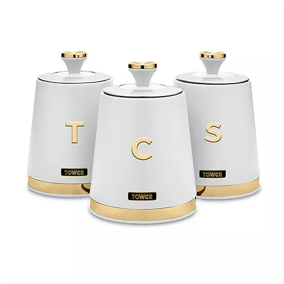 Cavaletto Set of 3 Canisters - White