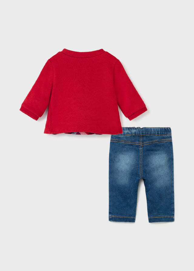 Long Trousers With Pullover - Red