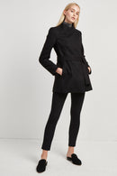 Felt Crossover Coat - Black