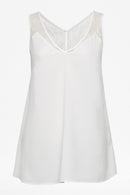 Crepe Light Lace Trim Top - Winter White