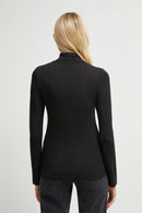 Venitia Jersey Split Cuff Top - Black