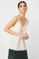 Crepe Light Lace Trim Top - Winter White