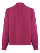 Arina Solid Button Neck Top - Raspberry