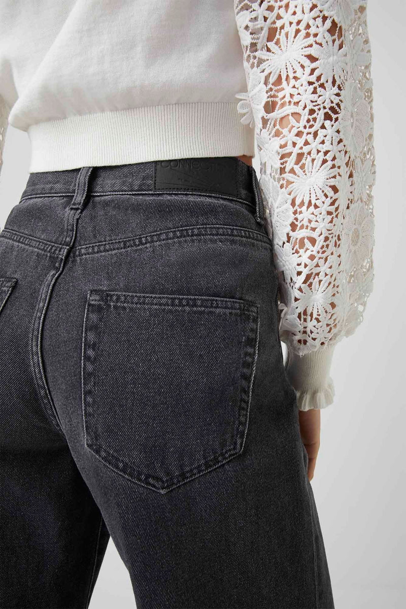 Piper Organic Wide Crop Jean - Washed Black