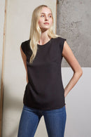 Polly Plains Capped Tee - Black