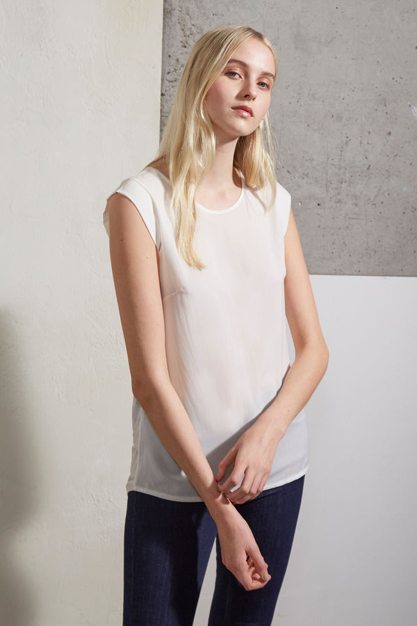Polly Plains Capped Tee - Daisy White