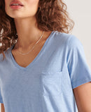 Pocket V-Neck Tee - Bel Air Blue