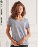 Pocket V-Neck Tee - Navy Breton