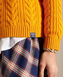 Dropped Shoulder Cable Crew Jumper - Track Gold