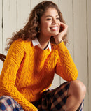 Dropped Shoulder Cable Crew Jumper - Track Gold