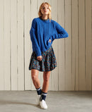 Dropped Shoulder Cable Crew Jumper - Mazarine Blue