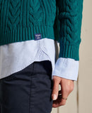 Dropped Shoulder Cable Crew Jumper - Deep Teal