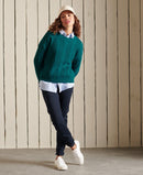 Dropped Shoulder Cable Crew Jumper - Deep Teal