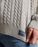 Premium Cable Crew Neck Jumper - Light Silver