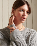 Premium Cable Crew Neck Jumper - Light Silver
