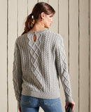 Premium Cable Crew Neck Jumper - Light Silver