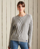 Premium Cable Crew Neck Jumper - Light Silver