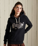 Vintage Logo Boho Sparkle Hoodie - Black