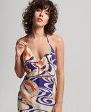 Vintage Midi Halter Slip Dress - Ryusui Blue