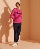 Core Logo Flock Hoodie - Hot Pink