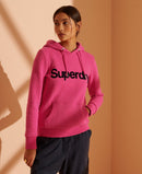 Core Logo Flock Hoodie - Hot Pink