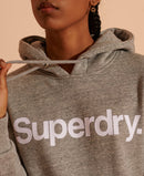 Core Logo Flock Hoodie - Soft Grey