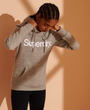 Core Logo Flock Hoodie - Soft Grey