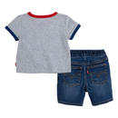 Baby Boy Ringer Denim Tee Set - Grey Heather