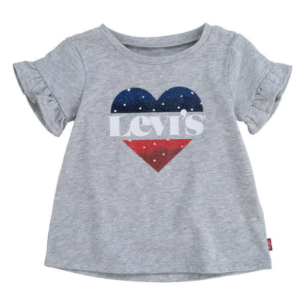 Baby Girl Flutter Sleeve Blouse - Grey Heather