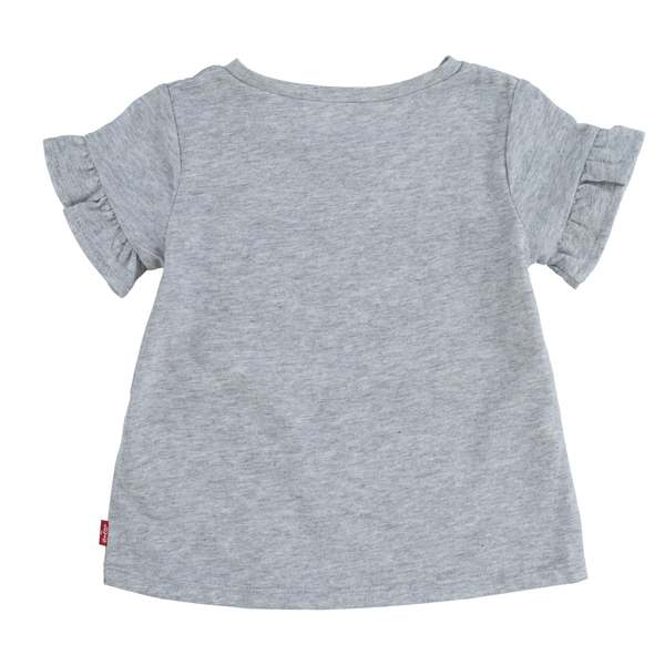 Baby Girl Flutter Sleeve Blouse - Grey Heather