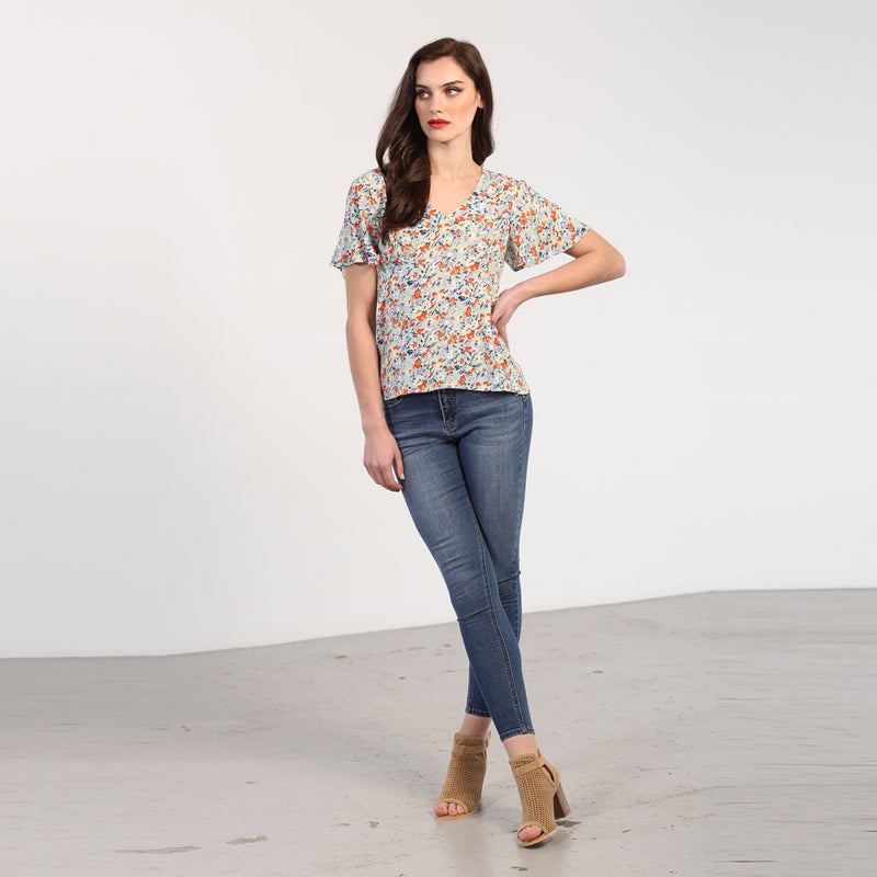 Wilma V Neck Top - Mint