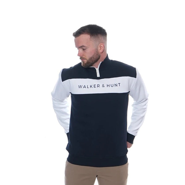 1/4 Zip Sweatshirt - Navy/white