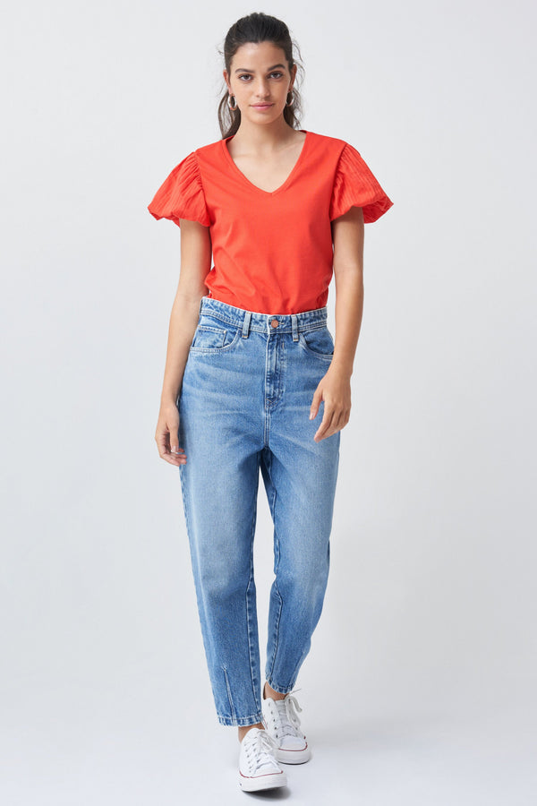 Puff Sleeve T-shirt - Orange