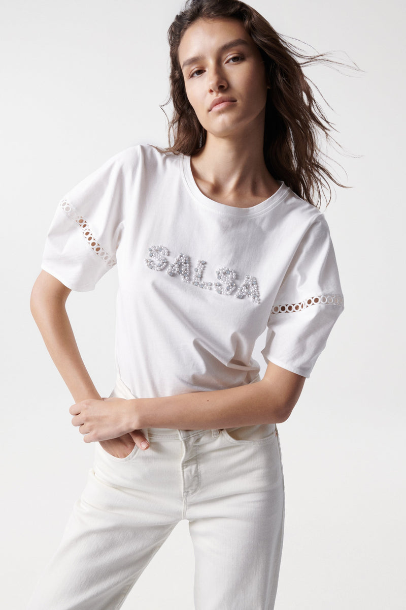 Short Sleeve Pearl Logo T-shirt - White