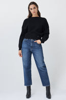 Plain Round Neck Jumper - Black