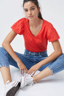 Puff Sleeve T-shirt - Orange