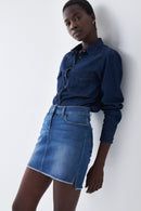 Push Up Denim Mini Skirt - Light Wash