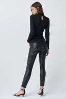 Ruffle Neck V Detail Jumper - Black