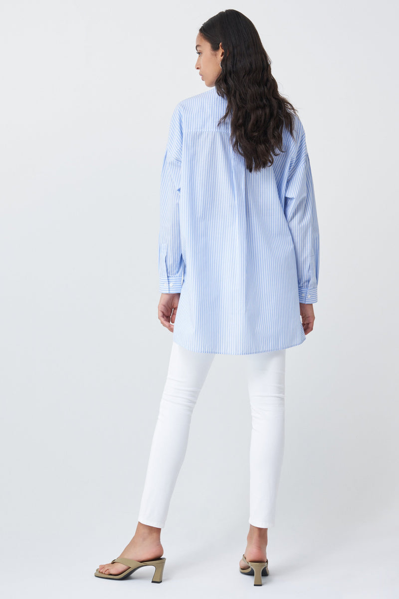 Button Stripe Blouse - White
