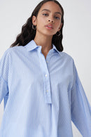 Button Stripe Blouse - White