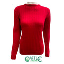 Cable Crew Neck - Cherry