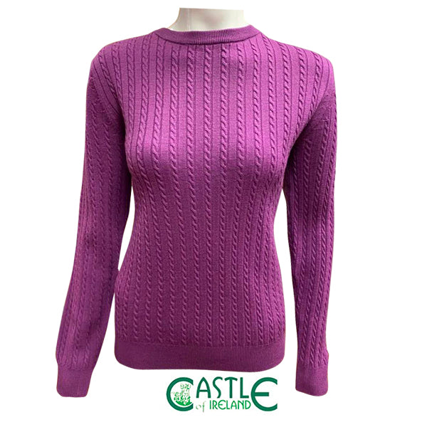 Cable Crew Neck - Magenta