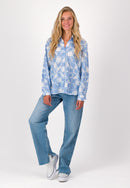 Long Sleeve Print Blouse - Blue Print