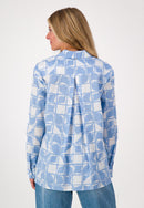 Long Sleeve Print Blouse - Blue Print