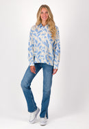 Long Sleeve Print Blouse - Blue Print