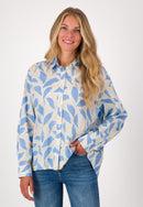 Long Sleeve Print Blouse - Blue Print